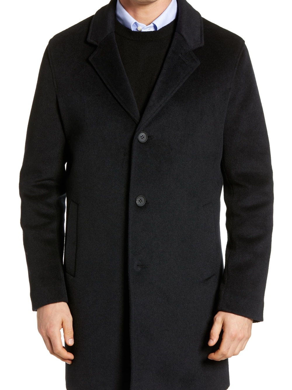 Cole Haan Signature Men’s Black Wool Blend Top Coat Overcoat Medium NWOT